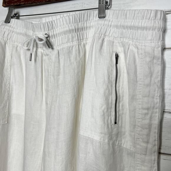 Athleta Cabo Linen Wide Leg Pants White Plus Size 24 Resort - Picture 5 of 11
